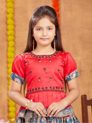 Aarika girls ethnic wear red colour beads hand embroidery lehenga choli set 5