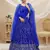 Blue Zari Sequins Embroidered Georgette Lehenga Choli For Wedding