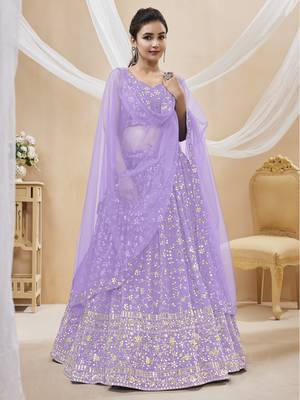 Lilac Engagement Lehenga Choli For Women 1