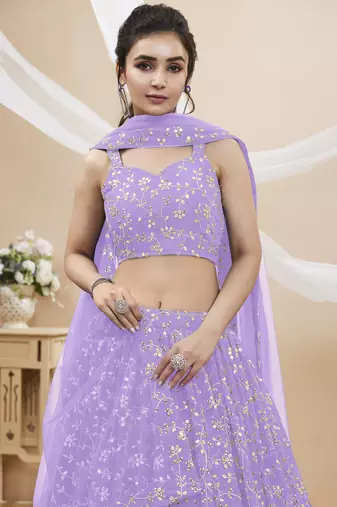 Lilac Engagement Lehenga Choli For Women