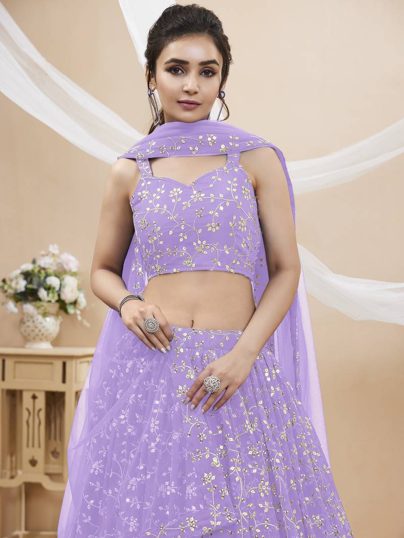 Lilac Engagement Lehenga Choli For Women