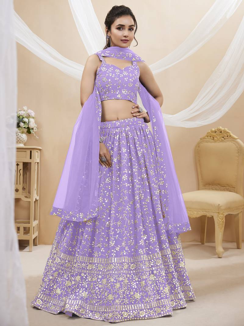 Lilac Engagement Lehenga Choli For Women