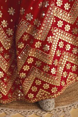 Red Zari Sequins Embroidered Georgette Designer Wedding Lehenga Choli 5