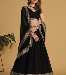 Black Zari Sequins Embroidered Georgette Designer Party Wear Lehenga Choli