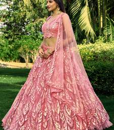 Provocative Pink Multiple Sequins And Thread Embroider Net Lehenga Choli
