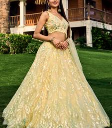  Yellow Multiple Sequins And Thread Embroider Net Lehenga Choli