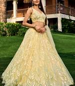  Yellow Multiple Sequins And Thread Embroider Net Lehenga Choli