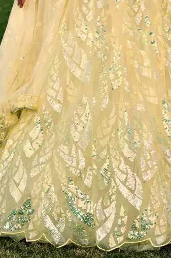  Yellow Multiple Sequins And Thread Embroider Net Lehenga Choli