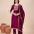 Mojilaa women's burgundy vichitra silk geometric jacquard kurta with pant & dupatta