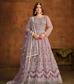 LAVENDER EMBROIDERED SOFT NET ANARKALI SALWAR KAMEEZ