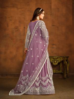 LAVENDER EMBROIDERED SOFT NET ANARKALI SALWAR KAMEEZ 2