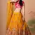  Yellow Thread Zari Dori And Sequins Embroidered With Mirror Work Soft Net Lehenga Choli For Party