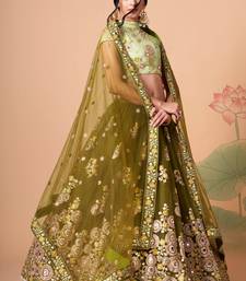 Mehndi Thread Zari Dori And Sequins Embroidered With Mirror Work Soft Net Lehenga Choli Design