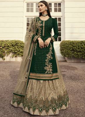Green Georgette Skirt Style Semi-Stitched Salwar Suit 3