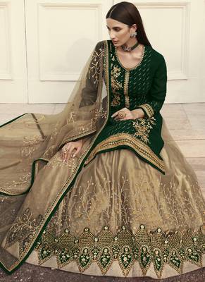 Green Georgette Skirt Style Semi-Stitched Salwar Suit 4
