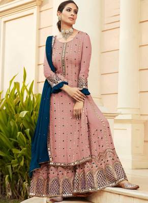 Dark Pink Georgette Pakistani Ramadan Salwar Kameez - Semi Stitched 1