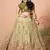  Pista Green Thread Zari Dori And Sequins Embroidered With Mirror Work Soft Net Wedding Lehenga Choli