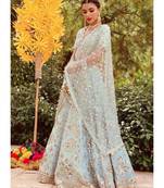 Light Blue Silk Embroidered Party Lehenga Choli