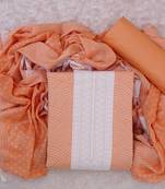 Orange cotton printed unstitched cotton dupatta