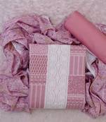 Pink cotton printed unstitched cotton dupatta