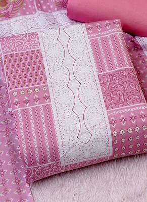 Pink cotton printed unstitched cotton dupatta 2