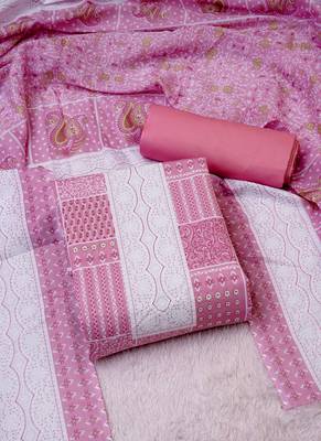 Pink cotton printed unstitched cotton dupatta 3