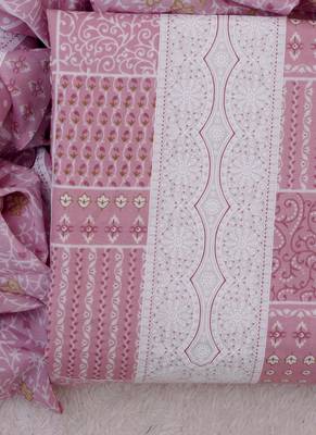 Pink cotton printed unstitched cotton dupatta 4