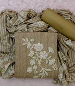 Olive cotton printed unstitched cotton dupatta