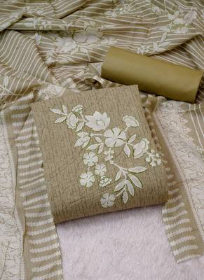Olive cotton printed unstitched cotton dupatta 3