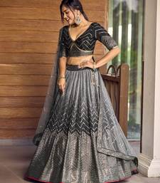 Black Thread And Sequins Embroidered Chinon Designer Lehenga Choli