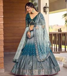 Blue Thread And Sequins Embroidered Chinon Designer Lehenga Choli