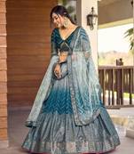 Blue Thread And Sequins Embroidered Chinon Designer Lehenga Choli