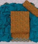 Mustard cotton florak print unstitched nazneen dupatta