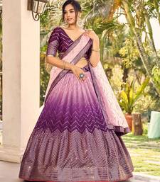Phenomenal Purple Thread And Sequins Embroidered Chinon Designer Lehenga Choli