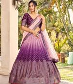 Phenomenal Purple Thread And Sequins Embroidered Chinon Designer Lehenga Choli