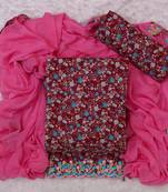 Maroon cotton florak print unstitched nazneen dupatta