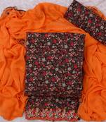 Coffee cotton florak print unstitched nazneen dupatta
