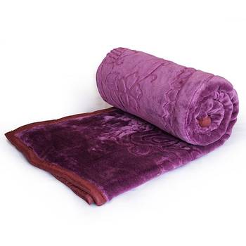 Embossed Designer Purple Double Bed Korean Blanket Deepawali Special Gift 218 1