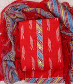 Red cotton khatli hand work unstitched nazneen dupatta