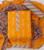 Yellow cotton khatli hand work unstitched nazneen dupatta