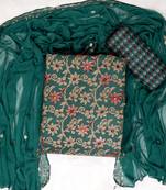 Turquoies cotton khatli work unstitched nazneen dupatta