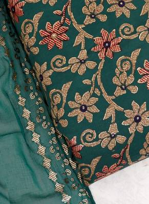 Turquoies cotton khatli work unstitched nazneen dupatta 2