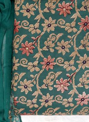Turquoies cotton khatli work unstitched nazneen dupatta 4