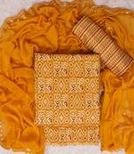 Yellow cotton khatli work unstitched nazneen dupatta