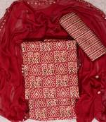 Light red cotton khatli work unstitched nazneen dupatta