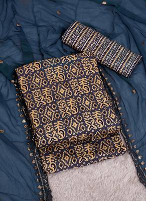Grey cotton khatli work unstitched nazneen dupatta 3