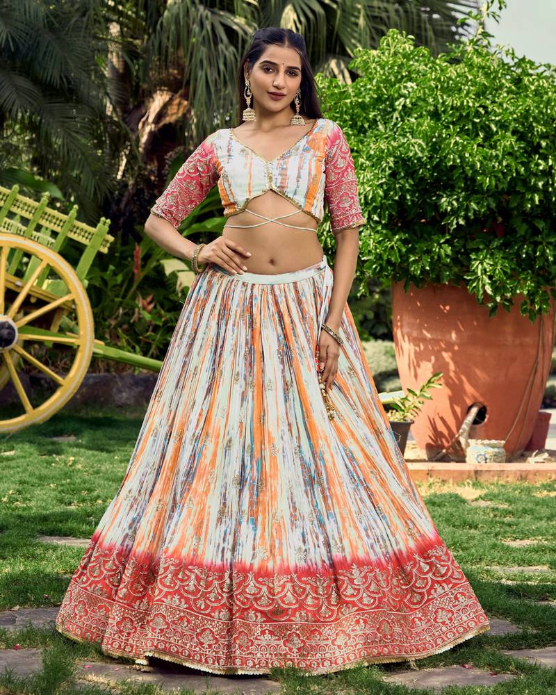 Provocative Pink Thread And Sequins Embroidered Chinon Lehenga Choli For Wedding