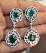 Premium quality brass silver plated cz american diamond drop/dangle earrings for women/girls