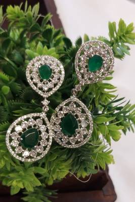 Premium quality brass silver plated cz american diamond drop/dangle earrings for women/girls 2