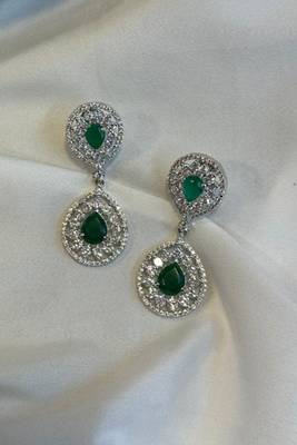 Premium quality brass silver plated cz american diamond drop/dangle earrings for women/girls 4